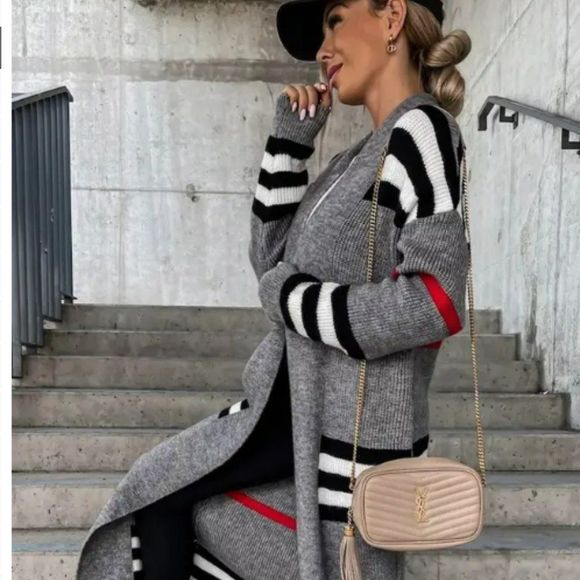 Christie Striped Longline Knitted Cardigan - Picture 3 of 5